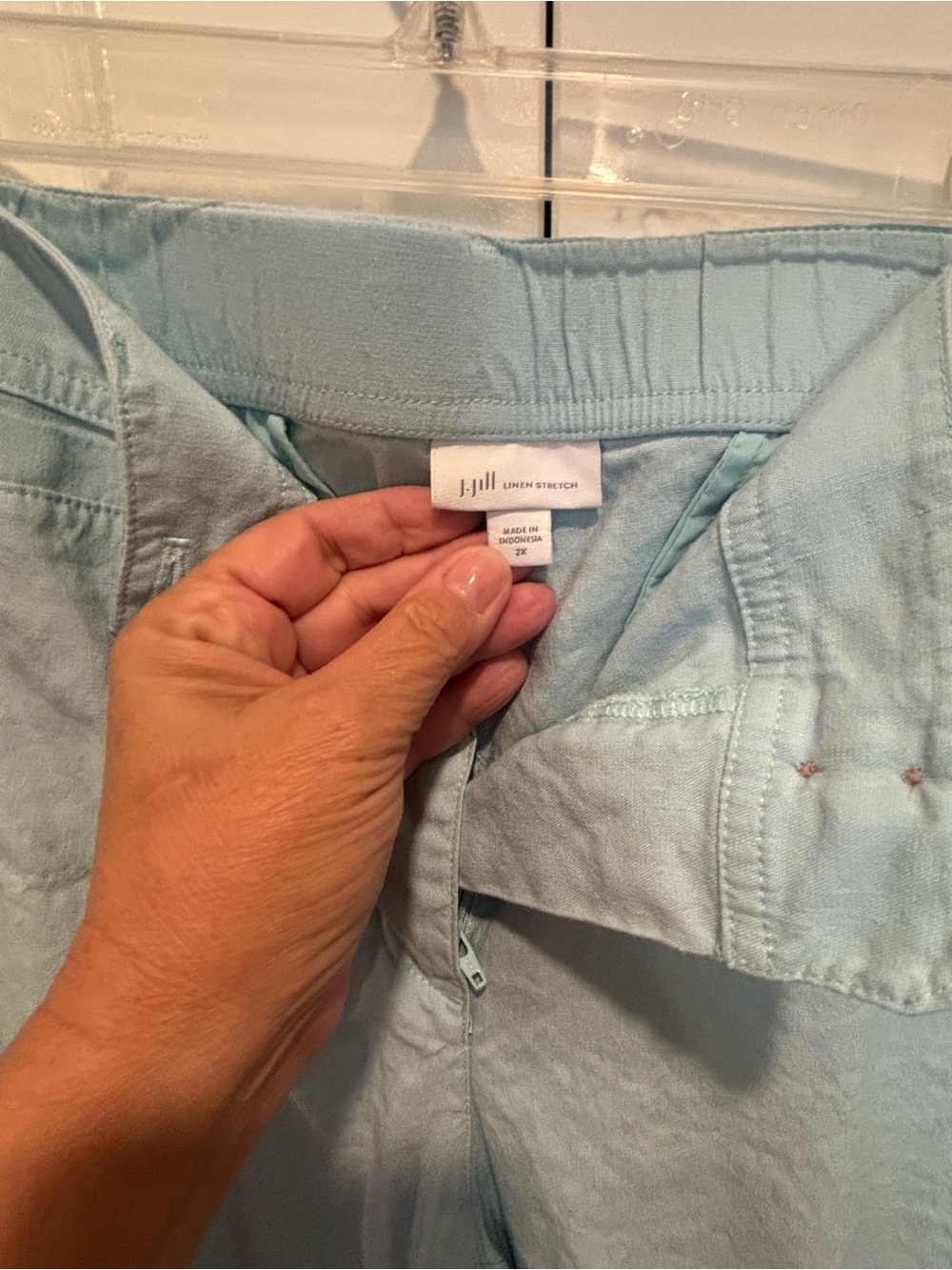 J. Jill Light Blue Linen-Blend Cropped Pants